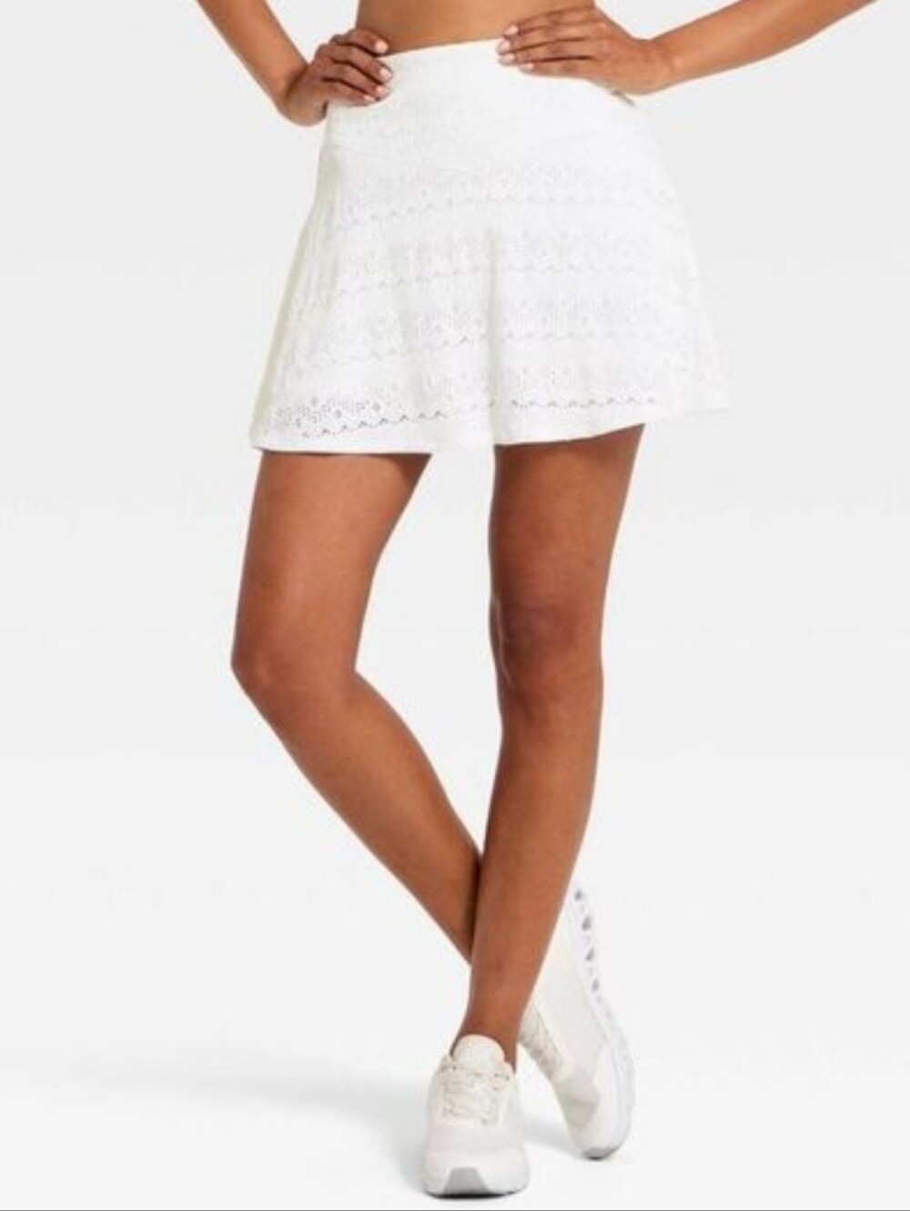 NWT! All In Motion, Women's Knit High-Rise Eyelet Skort, White, Size Small